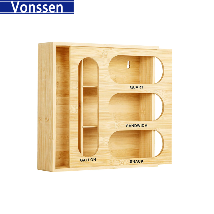 Vonssen Bag Storage Organizer Kitchen Drawer Organizer Bag Storage Gallon Quart Sandwich Snack Bag Holder VS1031406020