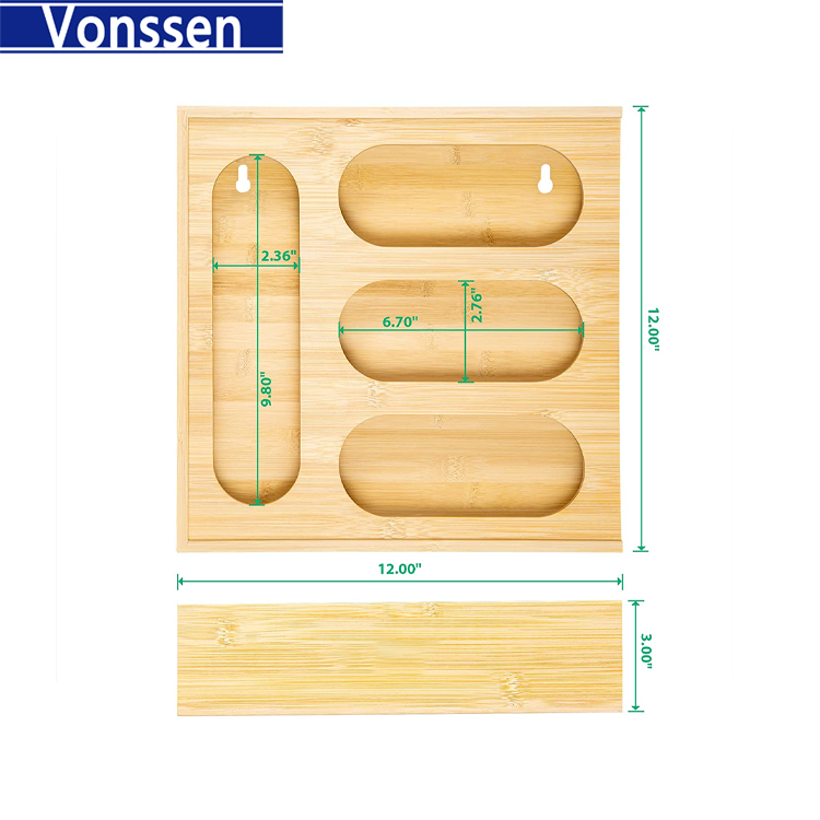 Vonssen Bag Storage Organizer Kitchen Drawer Organizer Bag Storage Gallon Quart Sandwich Snack Bag Holder VS1031406020