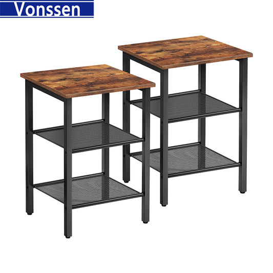 Vonssen End Side Table Nightstand with Drawer MDF IRON VS1010400005