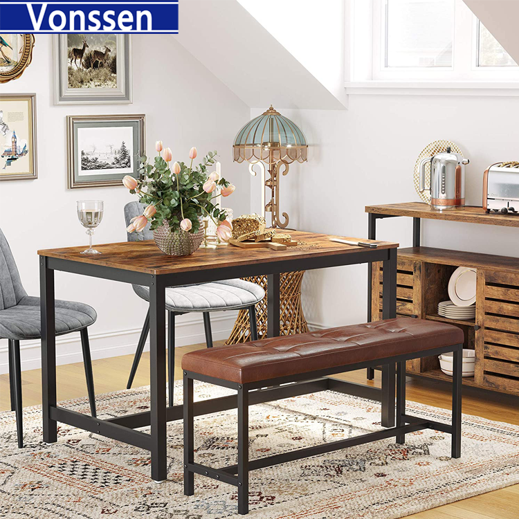 Vonssen 47 Inches Dining Room Table for 4 Industrial Style with Heavy Duty Metal Frame VS1010400047