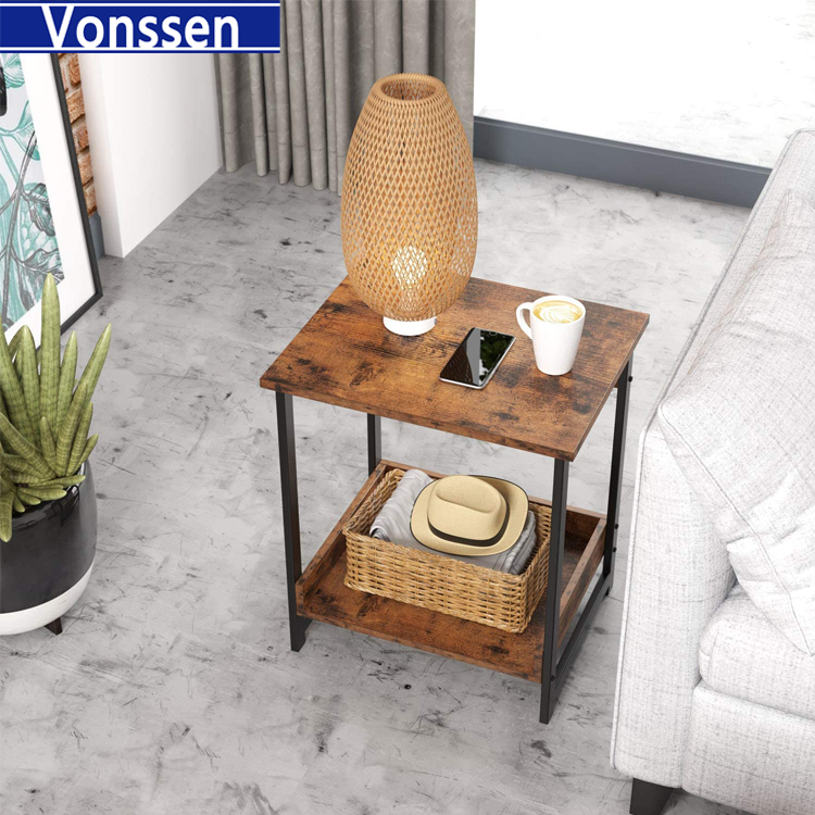 Vonssen End Side Table Nightstand with Drawer MDF IRON VS1010400013