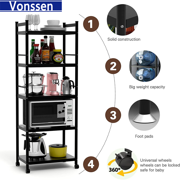 Vonssen 23.62'' Steel Standard Baker's Rack with Microwave Compatibility VS1031403005