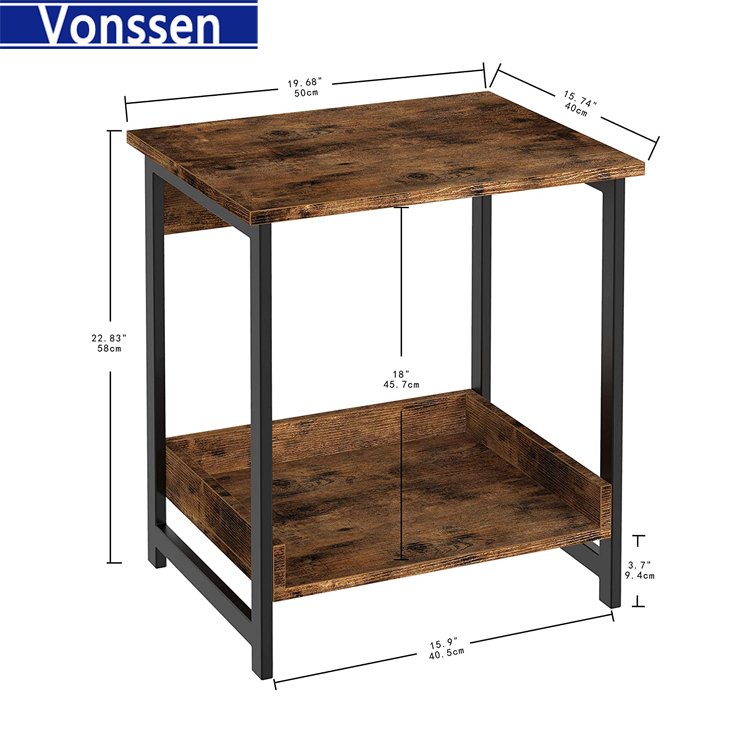 Vonssen End Side Table Nightstand with Drawer MDF IRON VS1010400013