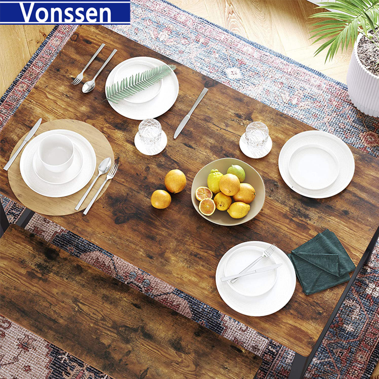 Vonssen 47 Inches Dining Room Table for 4 Industrial Style with Heavy Duty Metal Frame VS1010400047