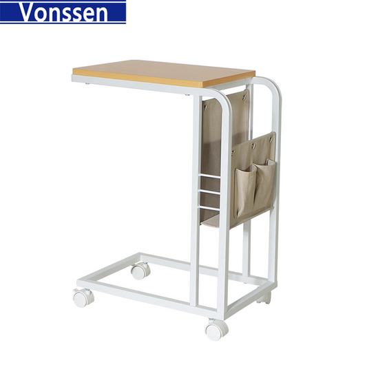 Vonssen Mobile Laptop Side Table Living Room Sofa Side Table C-Shaped Side Table With Canvas Storage Space 2 Colors VS1010400080