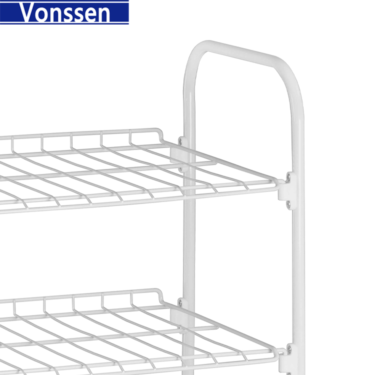 Vonssen 4-Tier Wire Shoe Rack White Simple Assemble Storage Shelf for Organization in Bedroom/Closet VS1060200018