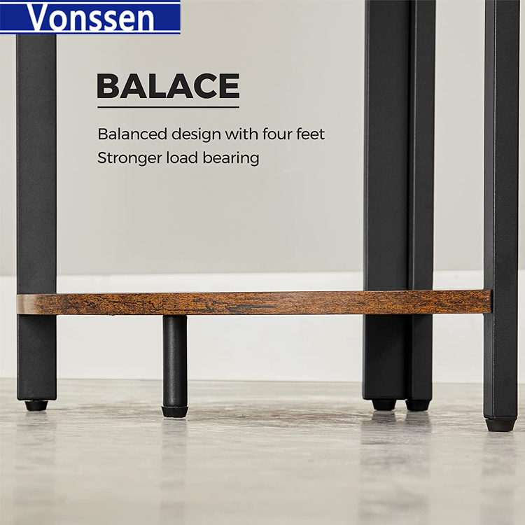 Vonssen 5 Tier Corner Shelf Stand Corner Bookshelf Tall Corner Storage Shelves Industrial Rack Plant Stand for Living Room Bedroom Home Office Rustic Brown and Black VS1050200026