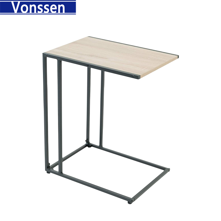 Vonssen Small Side Coffee End Table for Sofa  Black Metal Wood Look VS1010400066 --