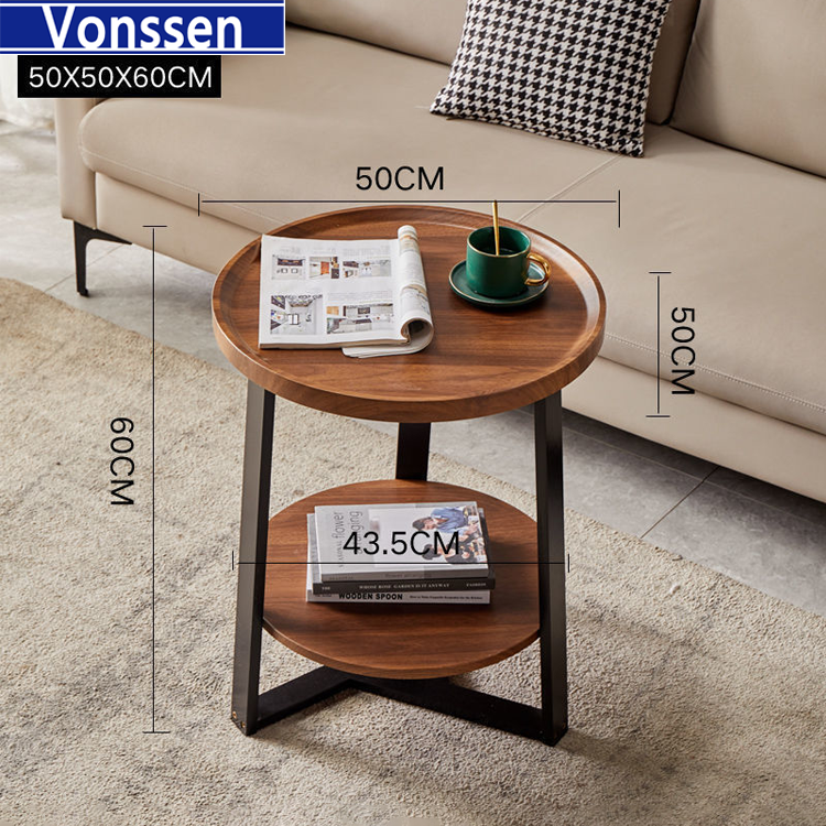 Vonssen Coffee Tables for Small Spaces Simple round Low Center Table for Living Room Home Office Side Table Sofa Tables Balcony Plant Stand Bedside Table Casual Reading Table BookShelf Workbench Dining tableVS1010400083