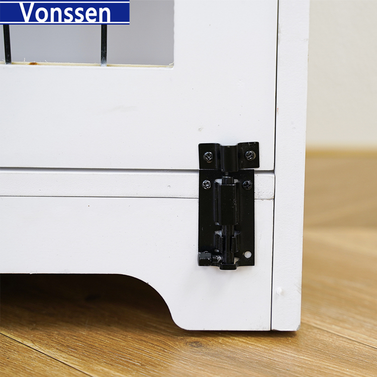 Vonssen Barn Door Pet Crate End Table with Sliding Door for Dogs Cats (White) VS3010100001