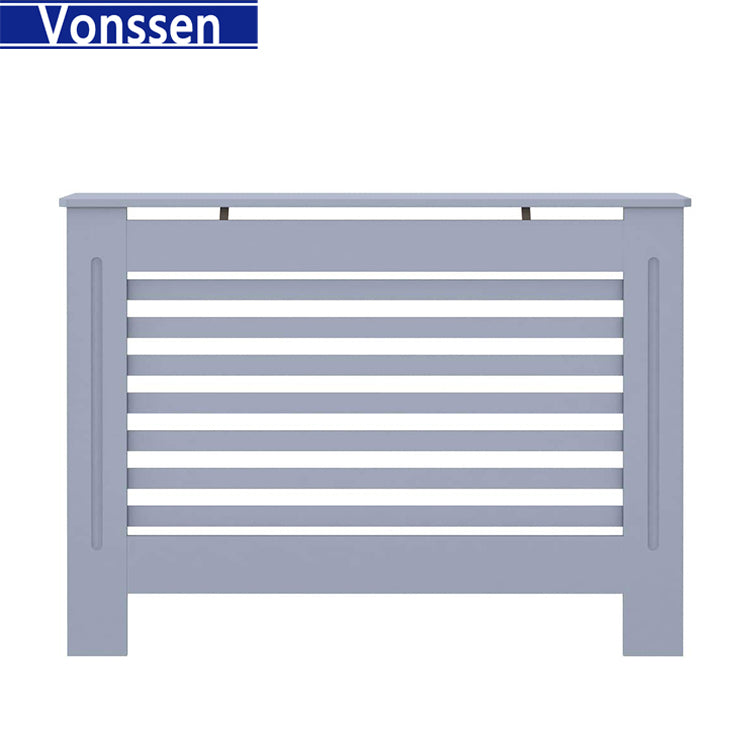 Vonssen Cover MDF with Water Base Laqucer Finish Horizontal Slats Heating Cabinet Smooth Top for Living Room Bedroom Furniture Decor SI-20337