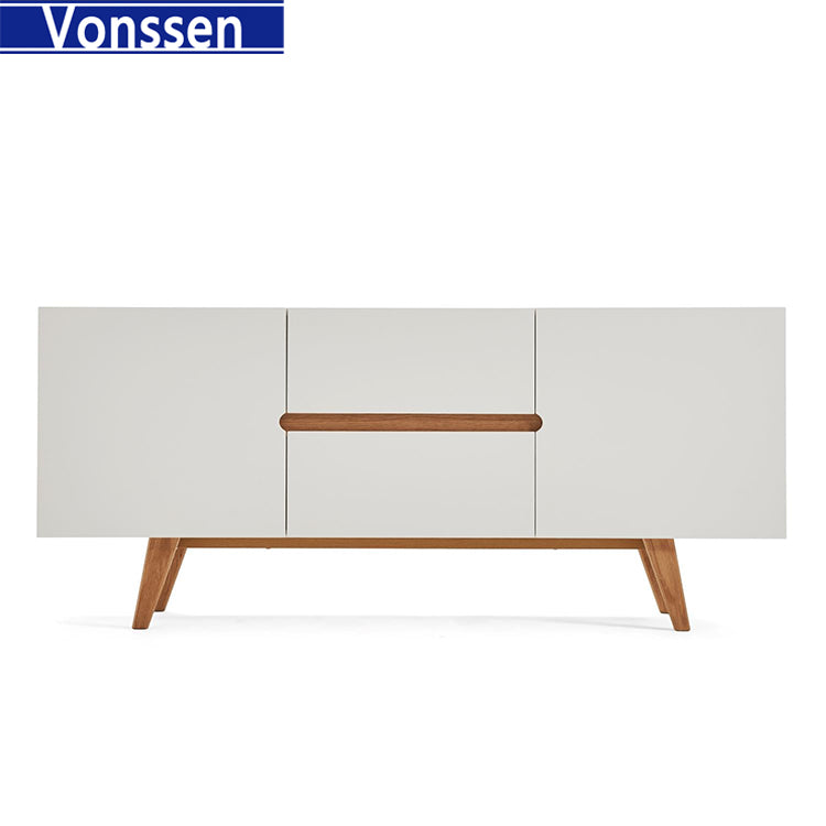 Nordic Furniture White Soild Sideboard Original Design Sideboard with Wooden Legs 9962