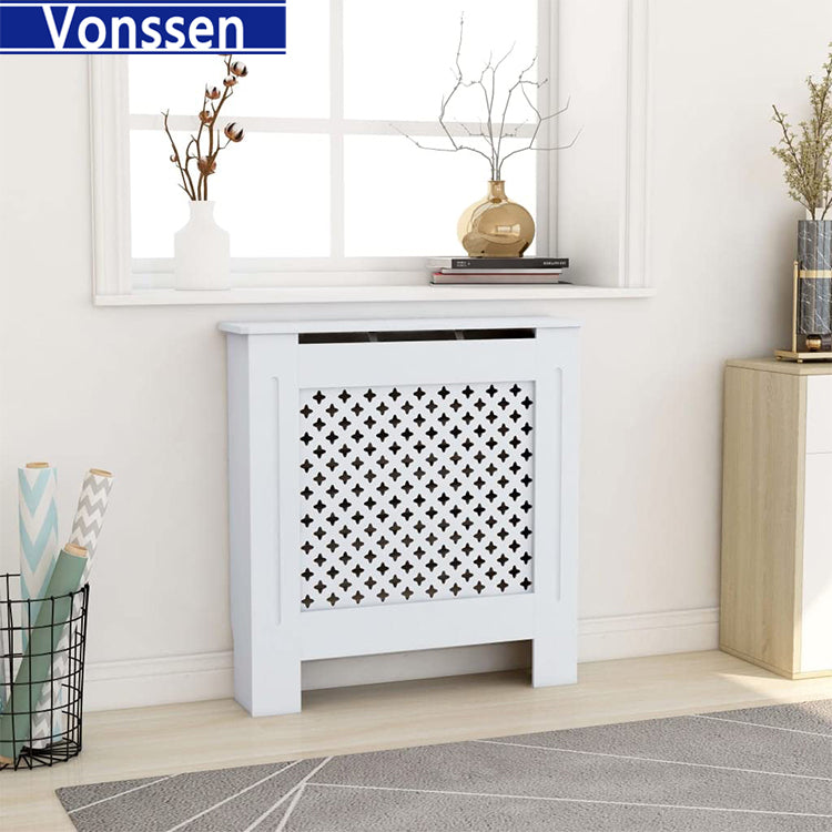 Vonssen Black Radiator Cover Heating Cabinet Shelf MDF Heating Cover Cabinet Home and Office Heater Heating Side Stand Radiator Cover Cabinet Shelf Cross Design SI-20185