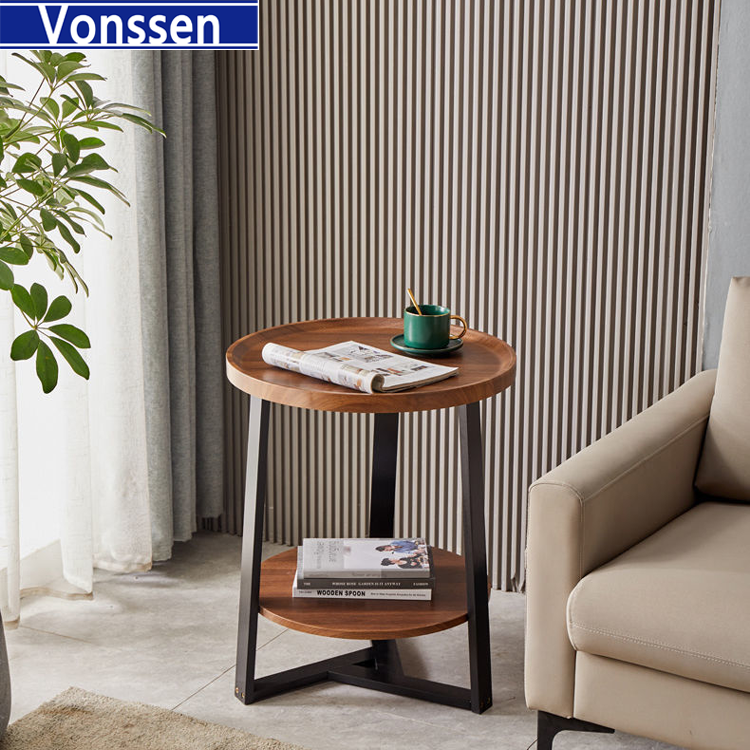 Vonssen Coffee Tables for Small Spaces Simple round Low Center Table for Living Room Home Office Side Table Sofa Tables Balcony Plant Stand Bedside Table Casual Reading Table BookShelf Workbench Dining tableVS1010400083