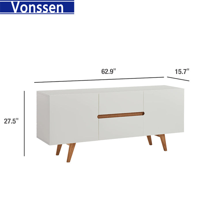 Nordic Furniture White Soild Sideboard Original Design Sideboard with Wooden Legs 9962