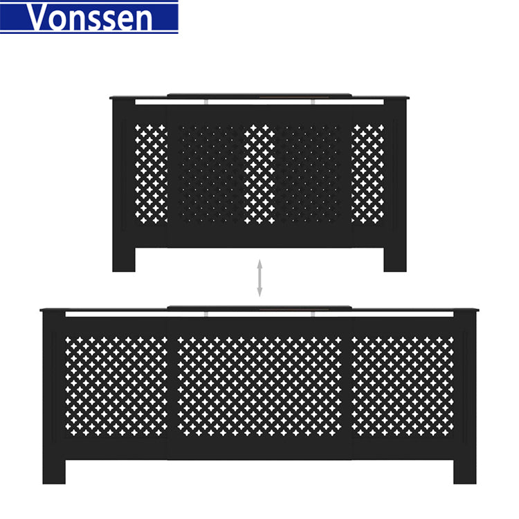 Vonssen Black Radiator Cover Heating Cabinet Shelf MDF Heating Cover Cabinet Home and Office Heater Heating Side Stand Radiator Cover Cabinet Shelf Cross Design SI-20185