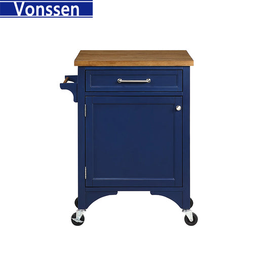 Vonssen Furniture Tristan Kitchen Cart with Natural Wood Top SI-20152