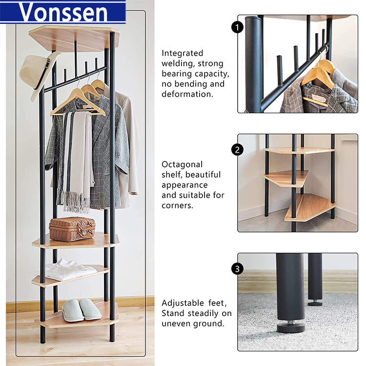 Vonssen Hall Tree Perfect Choice for Small Spaces Entryway Hall Tree Coat Rack Freestanding Storage with Shoe Shelf VS1060400017