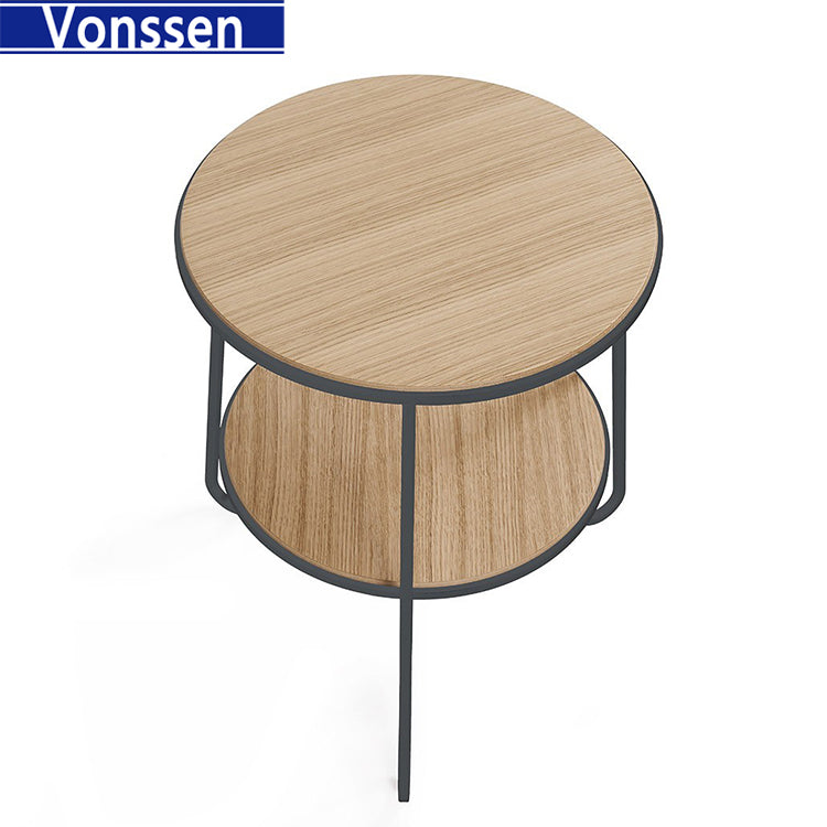 Bedroom Study Room Bedside Tables, Wooden Durable Coffee Tables 2 Floors Storage Living Room Table Portable Small Side Table 1003