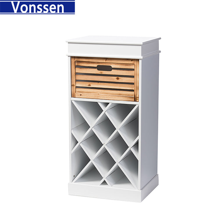 Vonssen White and Natural Wood Wine Cabinet SI-20124