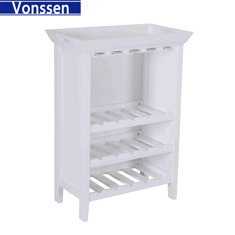 Vonssen Wine Rack Freestanding 7-Tier Bottle Holder Wooden Wine Holder Wine Bottle Storage Rack SI-20027