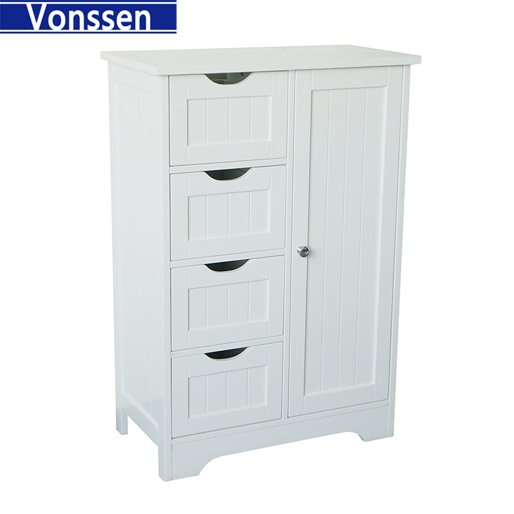 Vonssen Bathroom Storage Cabinet Side Free Standing Organizer with Large Space and Adjustable Shelves Home Office Furniture for Multifunction SI-20012