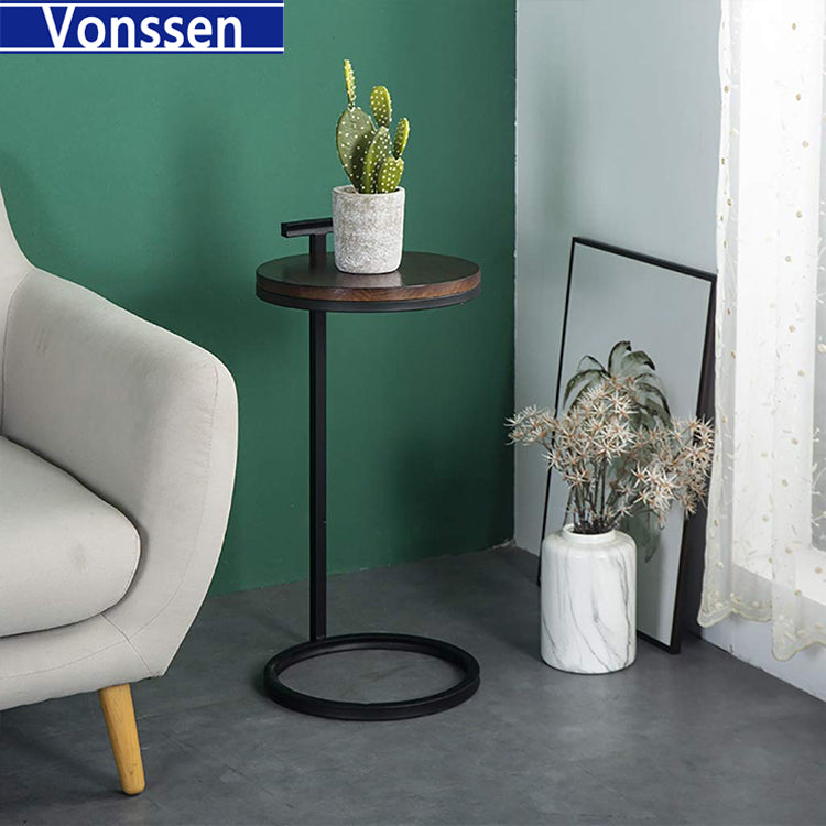 Vonssen Small round side table tall plant stand compact space saving furniture corner end table retro style plant stand flower pot holder for patio VS1010400217 --