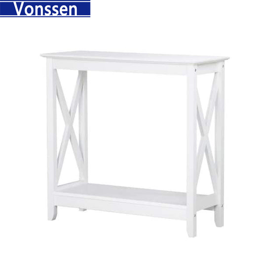 Vonssen Sofa Side Console Table with 2 Storage Shelves Narrow Accent Table for Entryway Hallway Living Room SI-20067