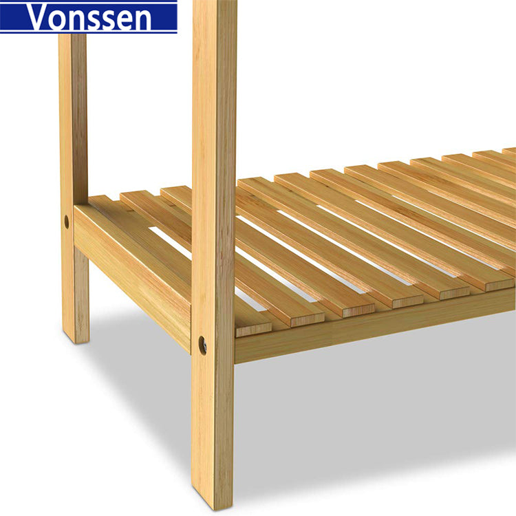 Vonssen Bamboo Freestanding Towel Rack for Bathroom Bathroom Hand Towel Holder Outdoor Towel Rack for Pool Standing Towel Rack Towel Racks for Bathroom Freestanding Towel Holder Stand VS1041200079