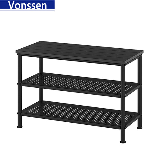 Vonssen Shoe Rack Organizer 5 Tier Metal Organizer Shelf with Industrial MDF Board and Layer Fabric for Entryway Closet Bedroom Living Room Garage VS10314070160 --