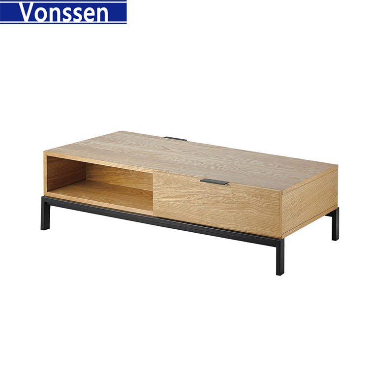 Coffee Table with Metal Legs Brown Solid Wood 9975