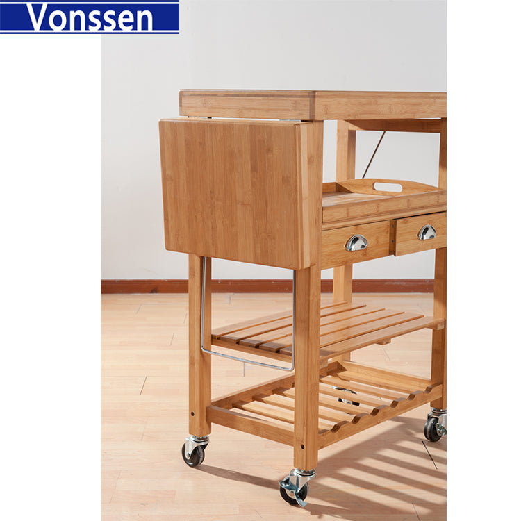 Vonssen Housewares Wooden Kitchen Trolley with Storage Drawers SI-10009