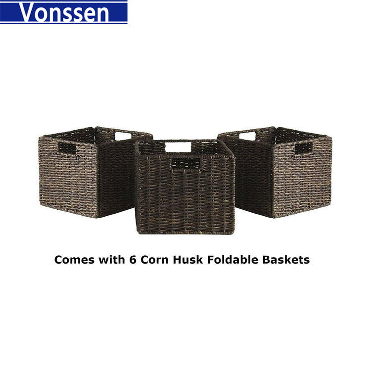 Vonssen 3 Tier Bookcase Shelf with 2 Large Storage Baskets SI-50005-2