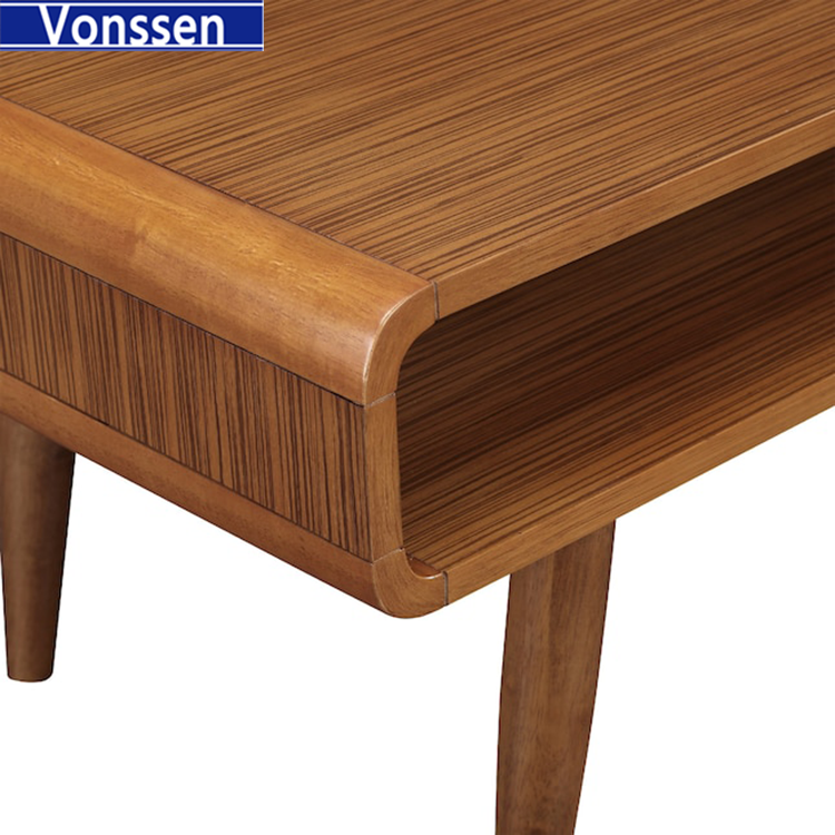 Vonssen Rectangular Wooden Frame Coffee Table with 2 Open Shelves Brown VS1010400104