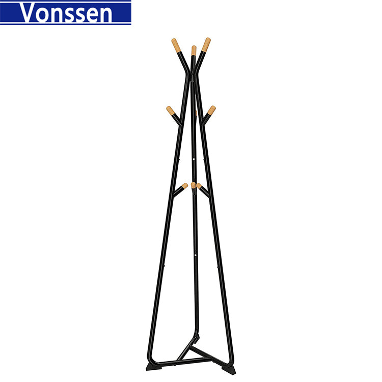 Vonssen Coat Rack Tree Metal Coat Rack with 9 Hooks Entryway Standing Coat Rack Tree Durable Coat Stand Easy Assembly for Home Office for Clothes Hat Bag VS1060400014