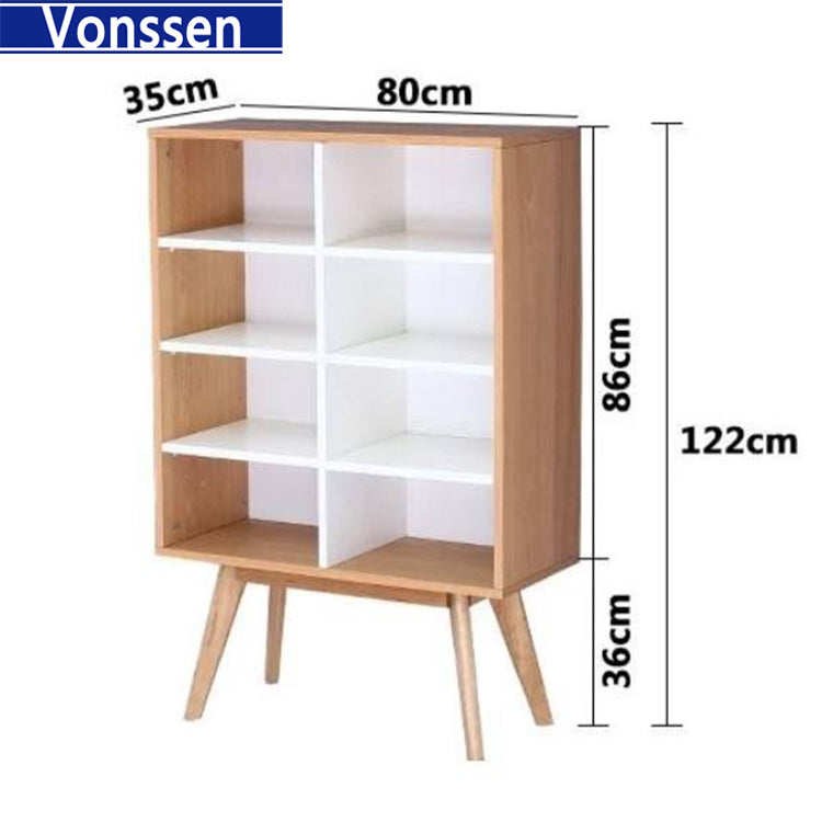 Modern Bookshelf Floor Standing Bookcase Shelf Storage Organizer Display Rack Book Shelf for Bedroom Living Room Home Wood Color 9906