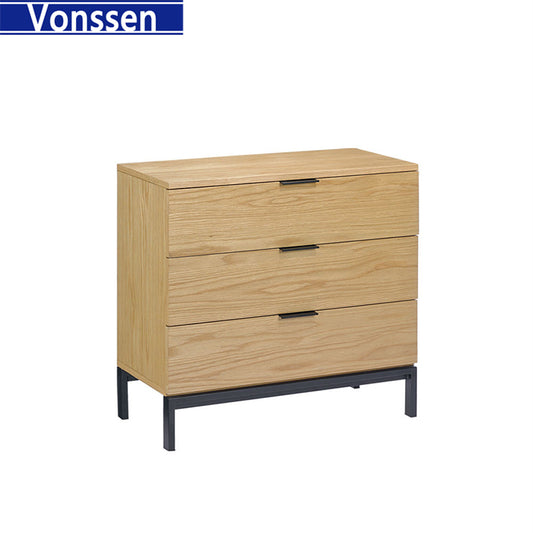 Nightstand 3 drawers Color Black/Wood 9977