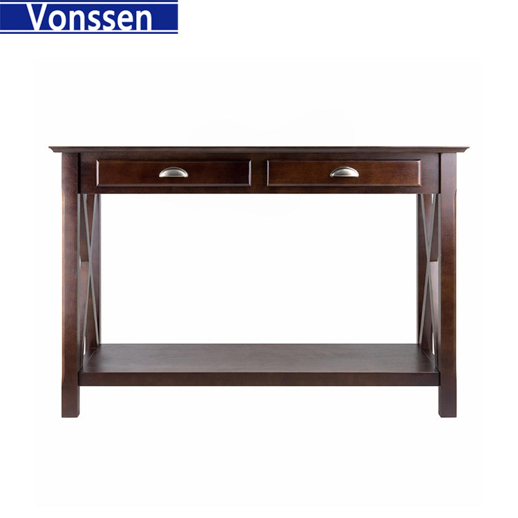 Vonssen Two Drawer Sofa Table Hall Console with Shelf SI-70004