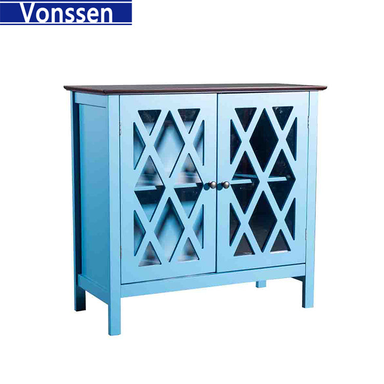 Vonssen Harbor View Accent Storage Pantry cabinets, L: 31.50" x W: 15.75" x H: 31.50", Caribbean Blue finish SI-80025