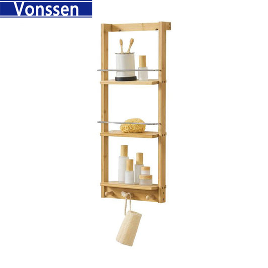 Vonssen bathroom shelf hanging shelf kitchen wall shower shelf bamboo VS1041200078