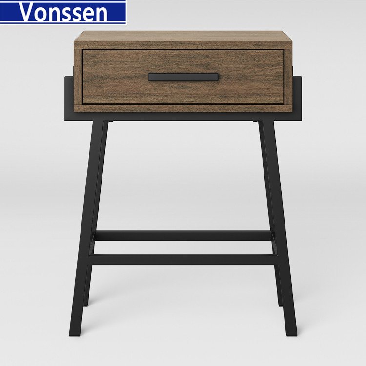 Vonssen End Side Table Nightstand with Drawer MDF IRON VS1010400101