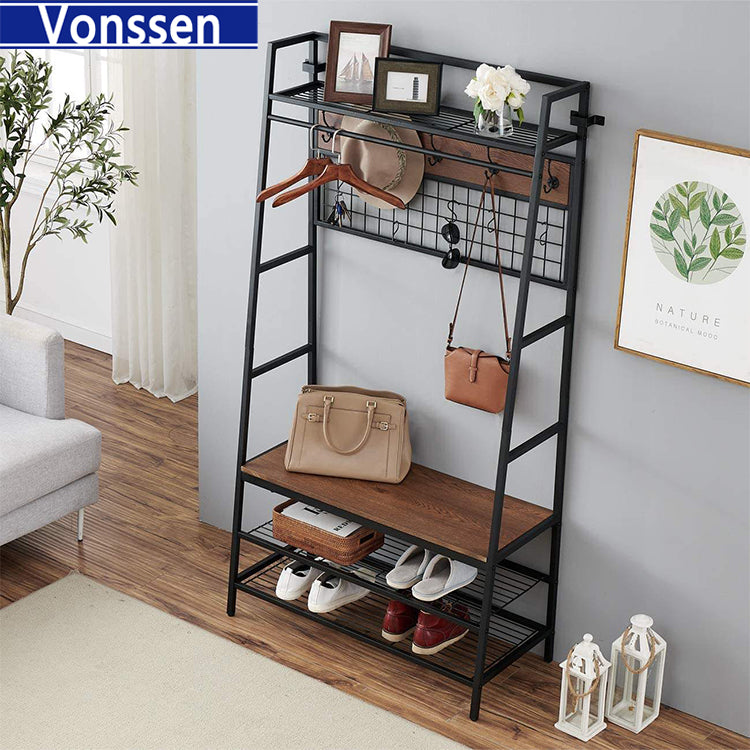 Vonssen Hall Tree 37.4'' Wide with Bench and Shoe Storage VS1060400019