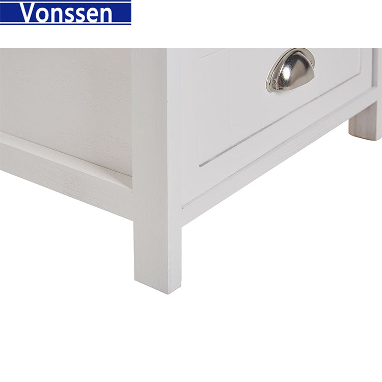 Vonssen 5 Drawer Chest of Drawers Paulownia Wood and MDF White SI-20088