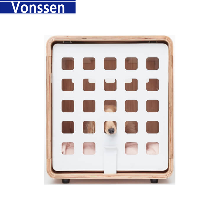 Vonssen Pet Cage soft Dog Sliding Door Furniture Style Wood Wooden Wire Pet Home House Indoor Rustic Kennel Fable Dog Crate VS3010100017