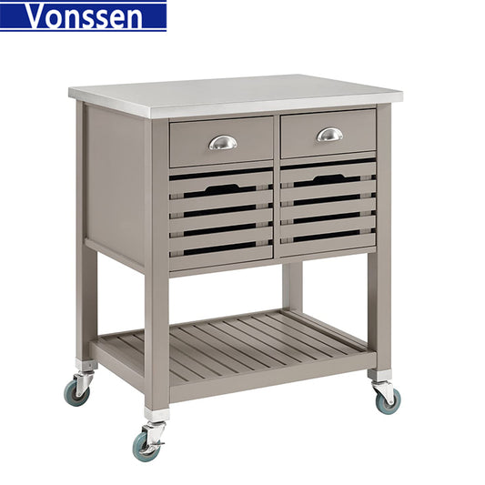 Vonssen Wood Kitchen Cart Gray SI-80001