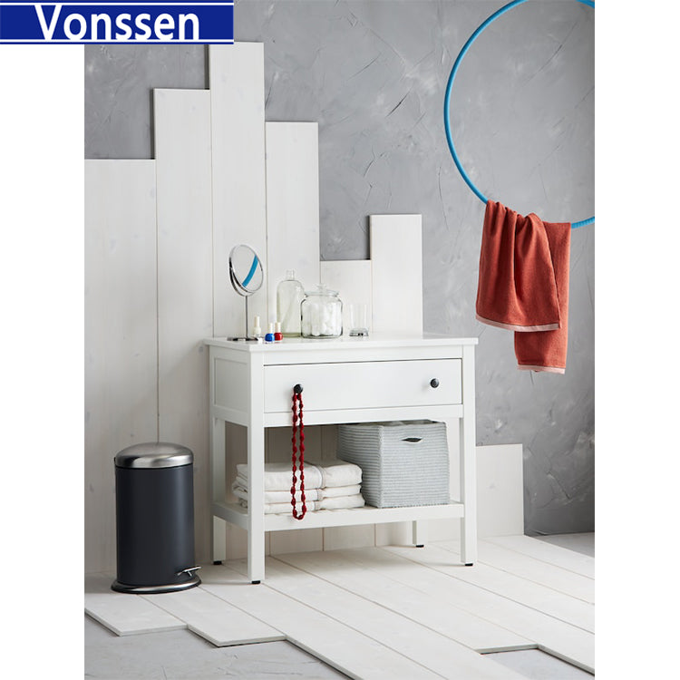 Vonssen Nighstand 1 Tier Bedside End Table MDF Sofa Side Table with Drawer Storage Cabinet Living Room Furniture Easy Assembly SI-20347