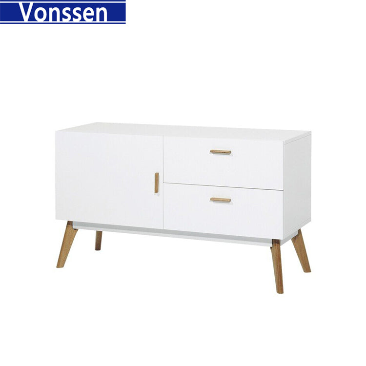 Furniture White Solid Wood Sideboard Original Design Sideboard with Wooden Legs 9306