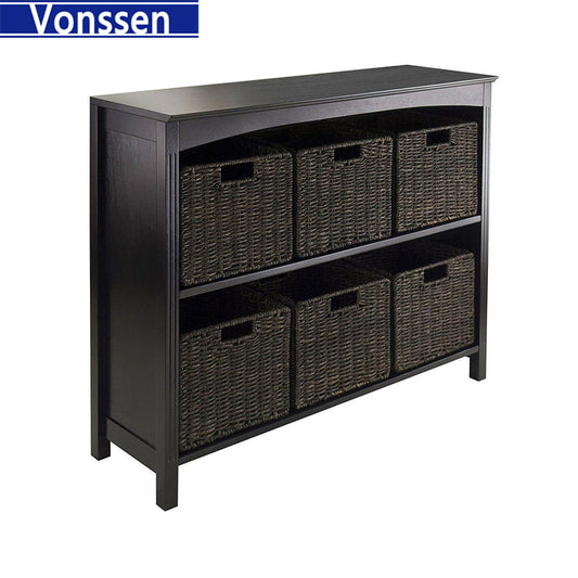 Vonssen 3 Tier Bookcase Shelf with 2 Large Storage Baskets SI-50005-2