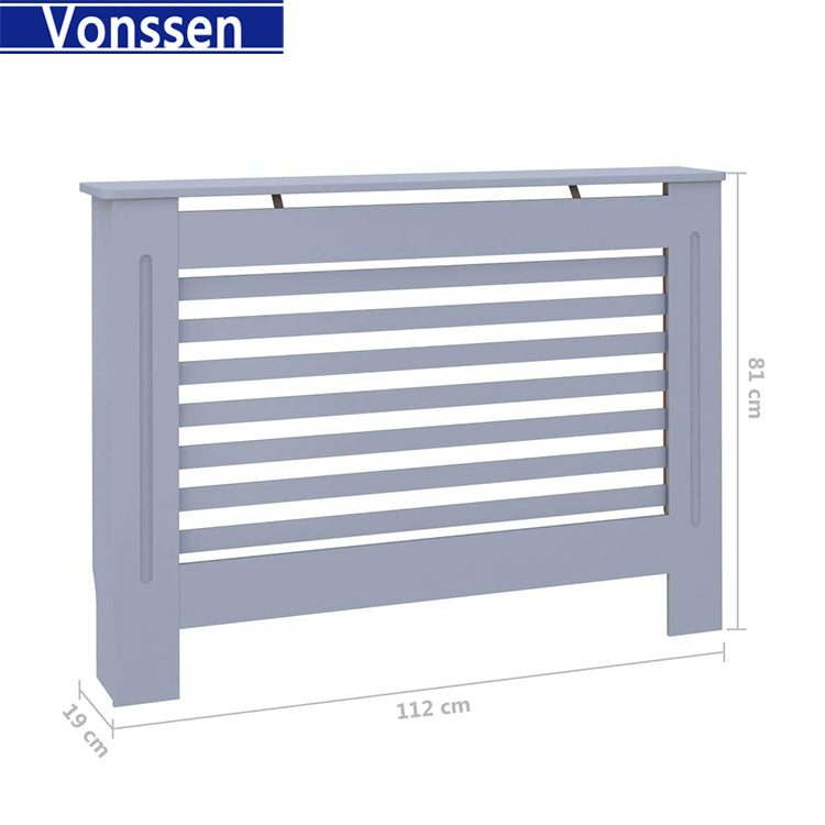 Vonssen Cover MDF with Water Base Laqucer Finish Horizontal Slats Heating Cabinet Smooth Top for Living Room Bedroom Furniture Decor SI-20337