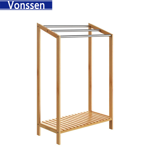 Vonssen Bamboo Freestanding Towel Rack for Bathroom Bathroom Hand Towel Holder Outdoor Towel Rack for Pool Standing Towel Rack Towel Racks for Bathroom Freestanding Towel Holder Stand VS1041200079